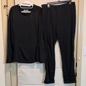 Bass Pro Shops Women’s Thermal Fleece Base Layer Set Top & Bottom Plus XXL Black